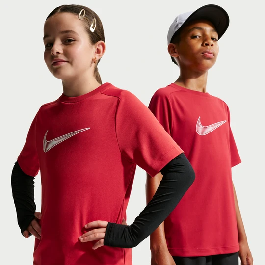 Zdjęcie produktu Koszulka treningowa z krótkim rękawem dla dużych dzieci (chłopców) Dri-FIT Nike Multi - Czerwony
