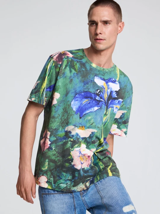 Zdjęcie produktu Koszulka w kwiaty Desigual niebieski