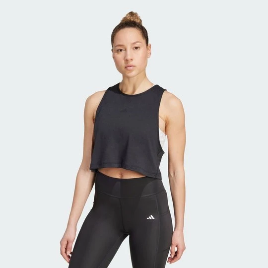 Zdjęcie produktu Koszulka Yoga Essentials Cropped Adidas czarny