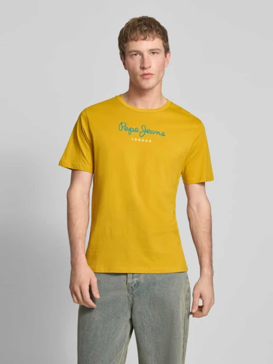 Zdjęcie produktu Koszulka z czystej bawełny w kroju regular fit model 'EGGO' Pepe Jeans Żółty