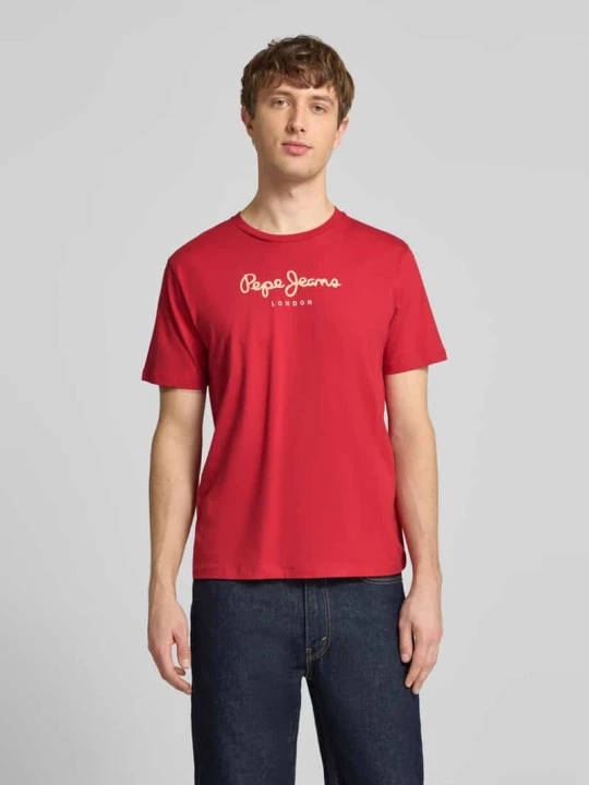 Zdjęcie produktu Koszulka z czystej bawełny w kroju regular fit model 'EGGO' Pepe Jeans Czerwony
