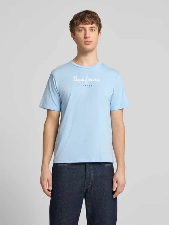 Zdjęcie produktu Koszulka z czystej bawełny w kroju regular fit model 'EGGO' Pepe Jeans Jasnoniebieski