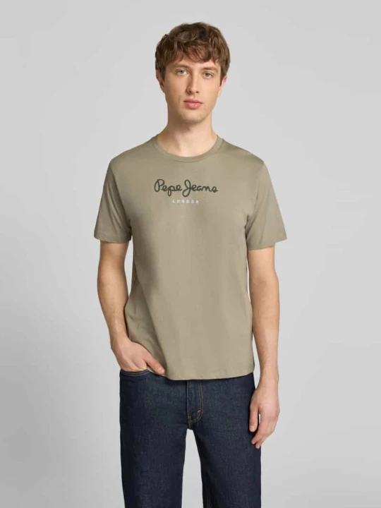 Zdjęcie produktu Koszulka z czystej bawełny w kroju regular fit model 'EGGO' Pepe Jeans Oliwkowy
