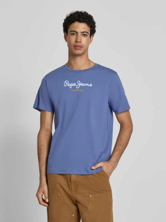 Zdjęcie produktu Koszulka z czystej bawełny w kroju regular fit model 'EGGO' Pepe Jeans Granatowy