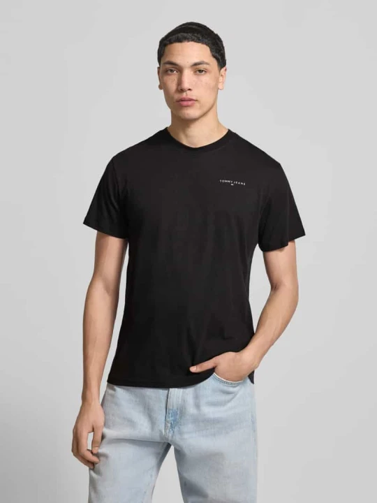 Zdjęcie produktu Koszulka z czystej bawełny w kroju slim fit model 'LINEAR CHEST TEE' Tommy Jeans Czarny