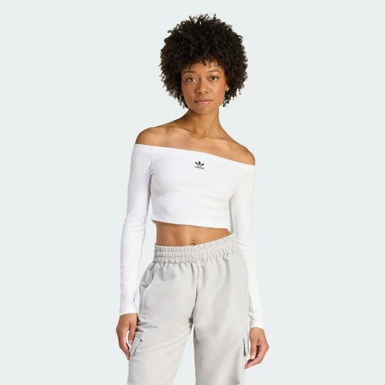 Zdjęcie produktu KOSZULKA Z DŁUGIM RĘKAWEM ESSENTIALS RIB OFF SHOULDER Adidas biały