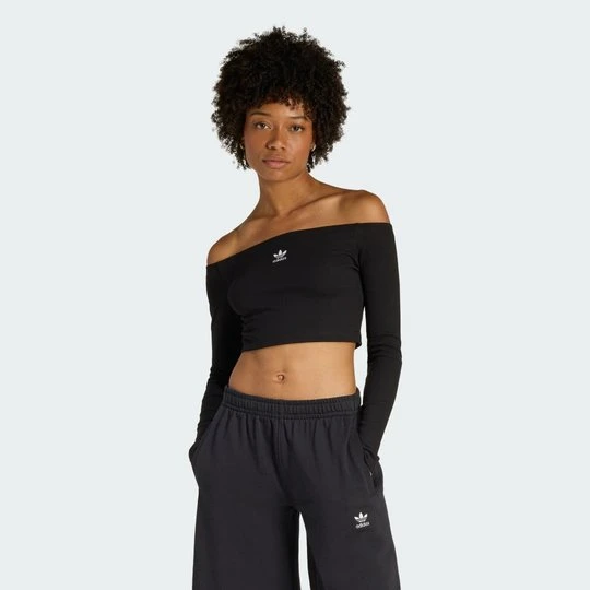 Zdjęcie produktu KOSZULKA Z DŁUGIM RĘKAWEM ESSENTIALS RIB OFF SHOULDER Adidas czarny