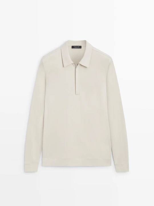 Zdjęcie produktu Koszulka Z Długim Rękawem I Zamkiem - Lodowy - Massimo Dutti - Male