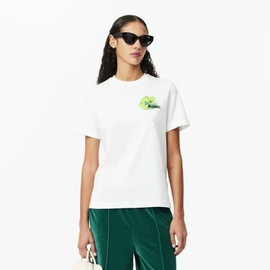 Zdjęcie produktu Koszulka z dżerseju z kwiatowym nadrukiem Lacoste