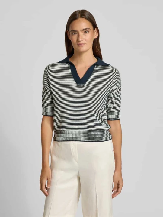 Zdjęcie produktu Koszulka z dzianiny o kroju regular fit z czystej bawełny model 'ALBERO' Weekend Max Mara Granatowy