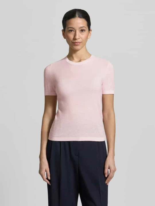 Zdjęcie produktu Koszulka z dzianiny o kroju regular fit z mieszanki jedwabiu i wełny model „MSTLEPRE” Max Mara Jasnoróżowy