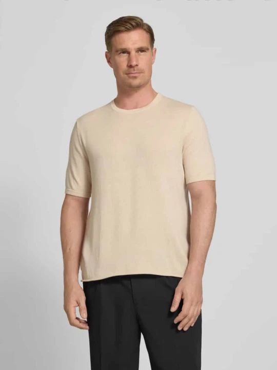 Zdjęcie produktu Koszulka z dzianiny z dodatkiem kaszmiru i listwa guzikowa FTC Cashmere Beżowy