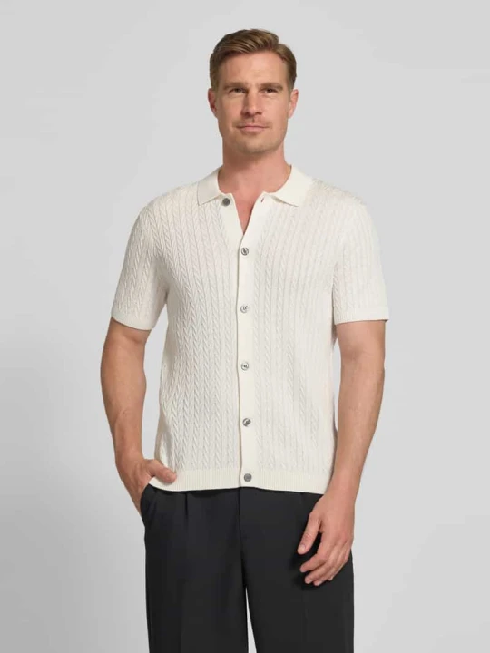 Zdjęcie produktu Koszulka z dzianiny z kołnierzykiem polo model 'Tristao' JOOP! Złamany biały