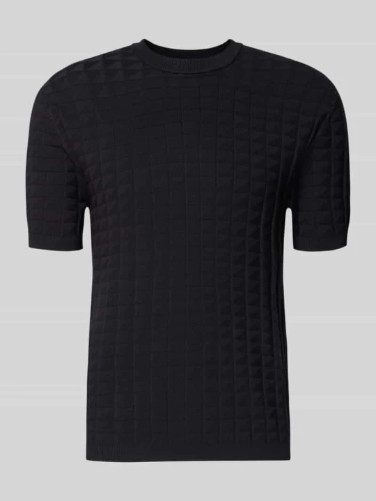 Zdjęcie produktu Koszulka z dzianiny z mieszanka wiskozy z fakturowany wzór Armani Exchange Granatowy