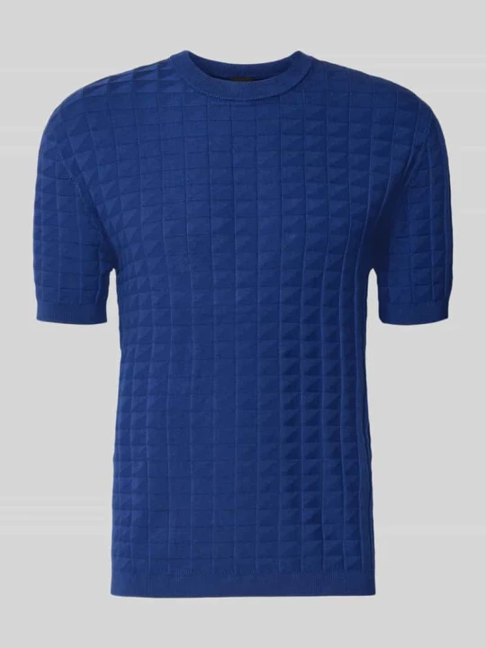 Zdjęcie produktu Koszulka z dzianiny z mieszanka wiskozy z fakturowany wzór Armani Exchange Królewski niebieski