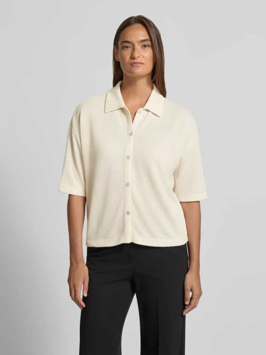 Zdjęcie produktu Koszulka z dzianiny z mieszanka wiskozy z kołnierzyk polo model 'Sitrica' Opus Beżowy