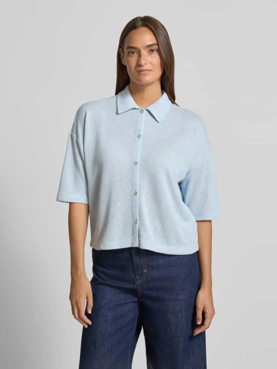 Zdjęcie produktu Koszulka z dzianiny z mieszanka wiskozy z kołnierzyk polo model 'Sitrica' Opus Jasnoniebieski