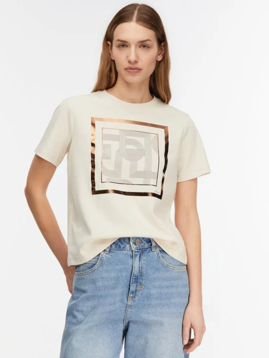 Zdjęcie produktu T-shirt z artystycznym nadrukiem comma beżowy