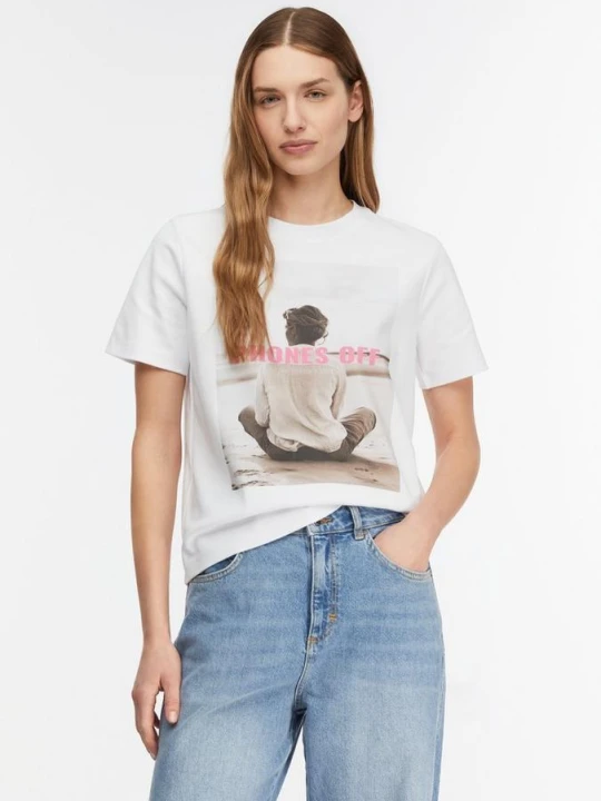Zdjęcie produktu T-shirt z artystycznym nadrukiem comma biały