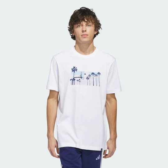 Zdjęcie produktu Koszulka z grafiką z motywem zachodu słońca Adidas biały