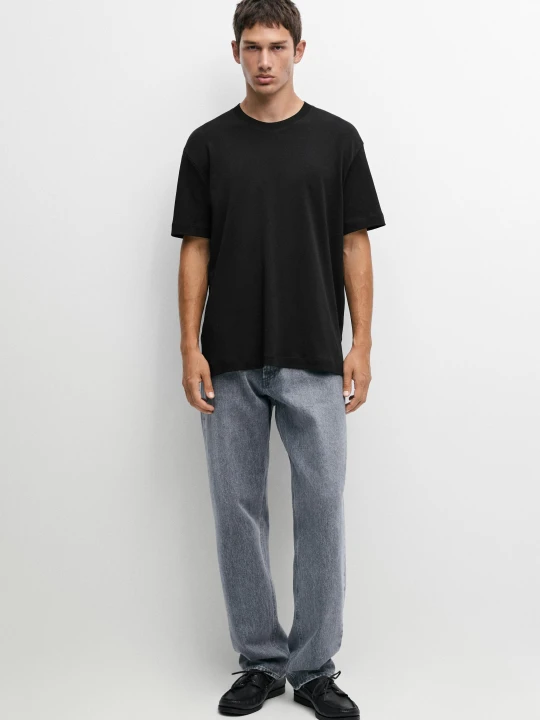 Zdjęcie produktu Koszulka Z Krótkim Rękawem 100% Bawełna - Czarny - Massimo Dutti - Male
