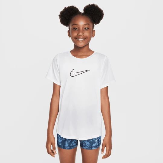 Zdjęcie produktu Koszulka z krótkim rękawem dla dużych dzieci (dziewcząt) Dri-FIT Nike One Fitted - Biel