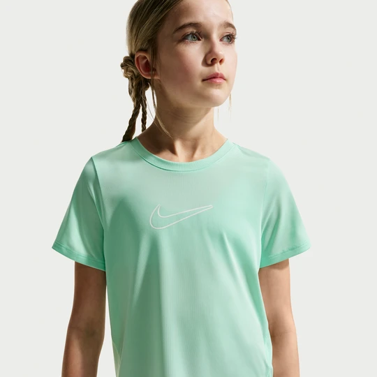 Zdjęcie produktu Koszulka z krótkim rękawem dla dużych dzieci (dziewcząt) Dri-FIT Nike One Fitted - Zieleń