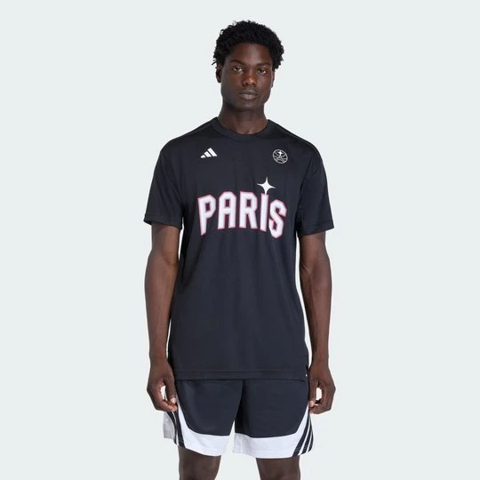 Zdjęcie produktu KOSZULKA Z KRÓTKIM RĘKAWEM PARIS BASKETBALL WARM UP Adidas czarny