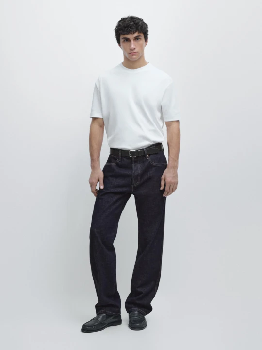 Zdjęcie produktu Koszulka Z Krótkim Rękawem Ze 100% Bawełny - Biały - - Massimo Dutti - Mężczyzna