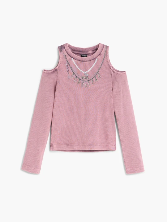 Zdjęcie produktu Koszulka z łańcuszkami na ramionach Desigual czerwony
