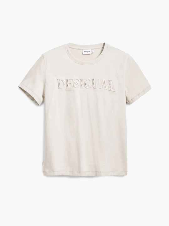 Zdjęcie produktu Koszulka z logo i ćwiekami Desigual biały