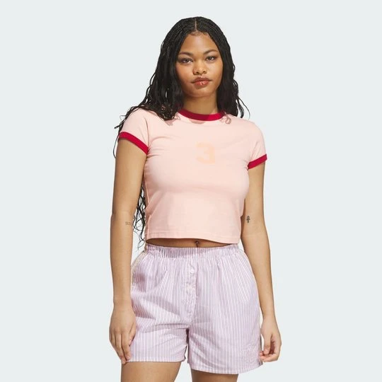 Zdjęcie produktu KOSZULKA Z NADRUKIEM I RĘKAWEM RINGER BABY Adidas Glow Pink
