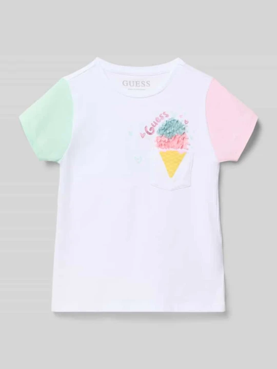 Zdjęcie produktu Koszulka z nadrukiem logo, krój regular fit Guess Biały