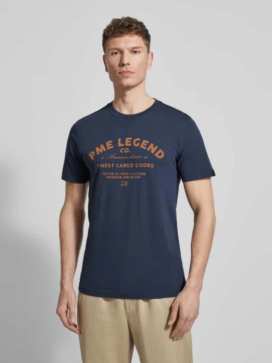 Zdjęcie produktu Koszulka z nadrukiem logo, krój regular fit PME Legend Ciemnoniebieski