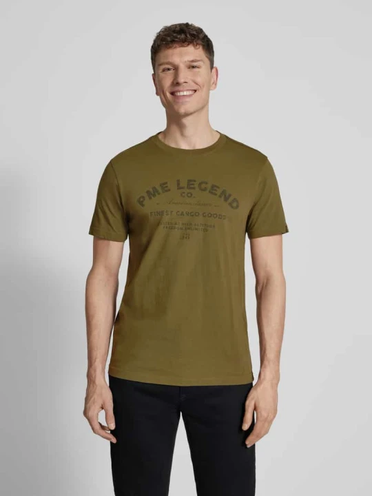 Zdjęcie produktu Koszulka z nadrukiem logo, krój regular fit PME Legend Oliwkowy
