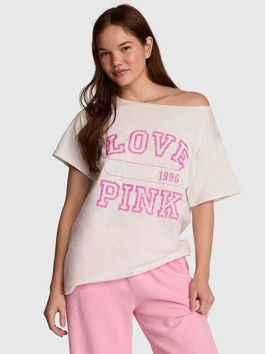 Zdjęcie produktu Koszulka z odkrytymi ramionami Campus Cotton Victoria's Secret Szary