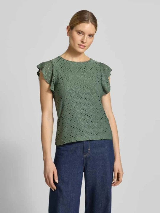 Zdjęcie produktu Koszulka z okrągłym dekoltem w kroju regular fit model 'TASSA' Vero Moda Limonkowy