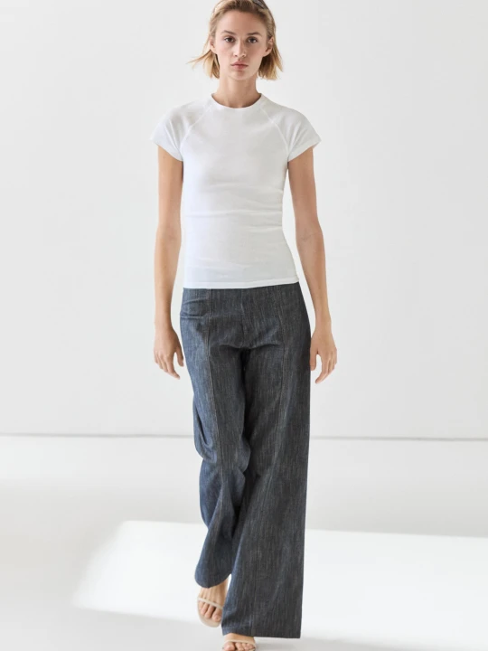 Zdjęcie produktu Koszulka Z Rękawem Raglanowym - Biały - Massimo Dutti - Female