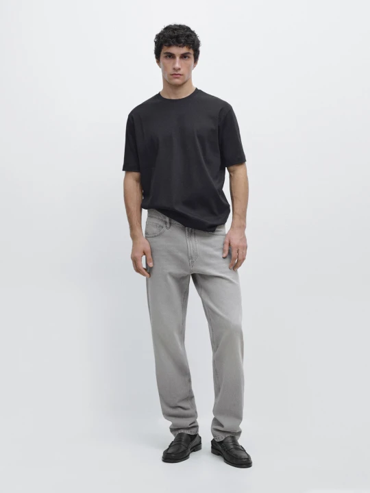 Zdjęcie produktu Koszulka Ze 100% Bawełny Merceryzowanej - Granatowy - Massimo Dutti - Male