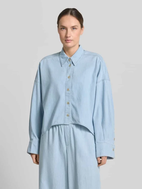 Zdjęcie produktu Koszulowa bluzka o kroju relaxed fit w denimowym wyglądzie model 'Oshia' Drykorn Jasnoniebieski