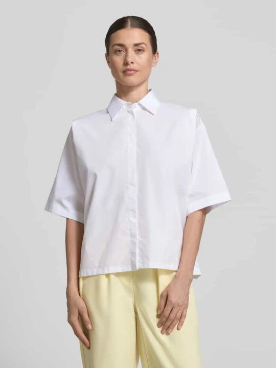 Zdjęcie produktu Koszulowa bluzka oversize z czystej bawełny model 'BIMINA' Boss Biały
