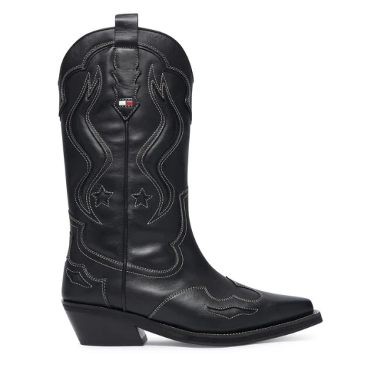 Zdjęcie produktu Kowbojki Tommy Jeans Archive Cowboy Boot Leather EN0EN03046 Czarny