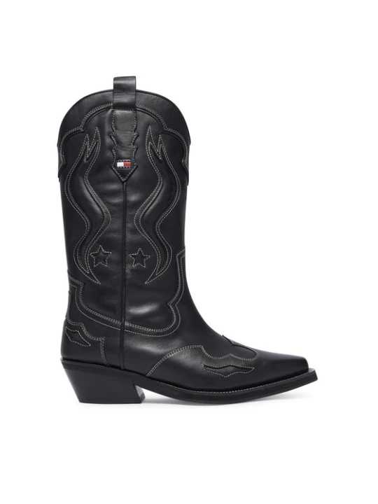 Zdjęcie produktu Kowbojki Tommy Jeans Archive Cowboy Boot Leather EN0EN03046 Czarny
