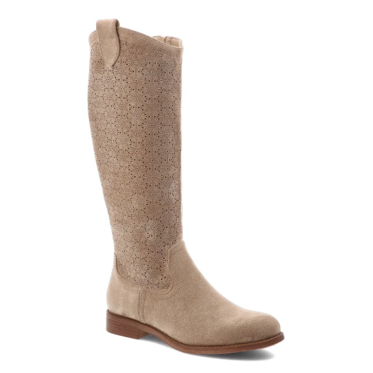 Zdjęcie produktu Kozaki damskie S.Barski, cholewka z materiału zapinane na suwak elegancki fason w stylu boho, beżowe, HY61-8022