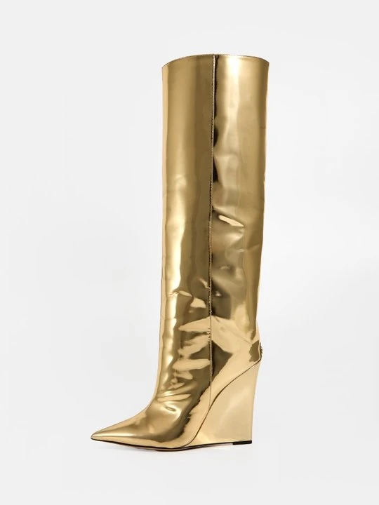 Zdjęcie produktu Kozaki na koturnie Jimmy Choo złoty