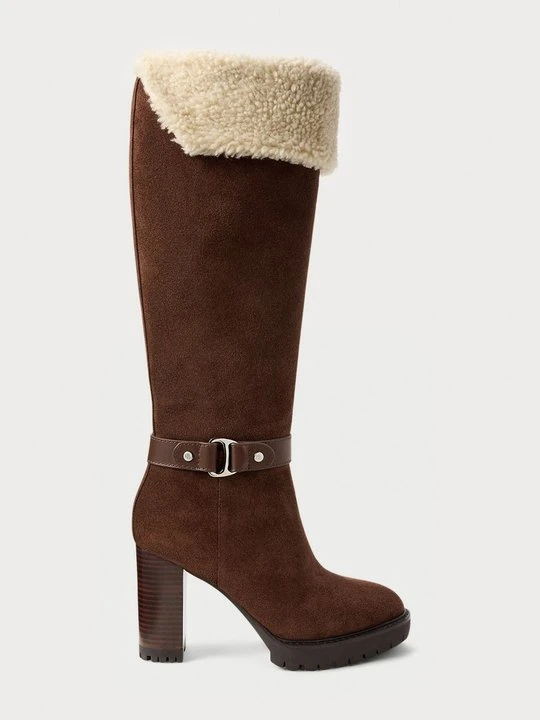 Zdjęcie produktu Kozaki na obcasie Lauren Ralph Lauren ciemnobrązowy