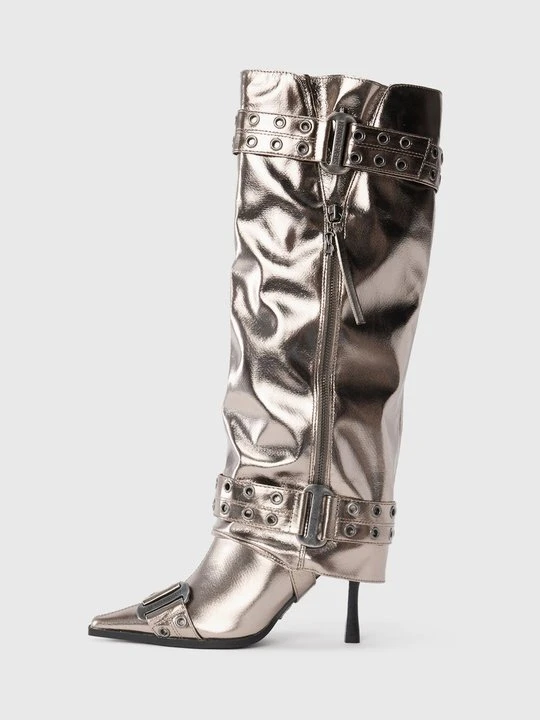 Zdjęcie produktu Kozaki na obcasie Steve Madden stalowy
