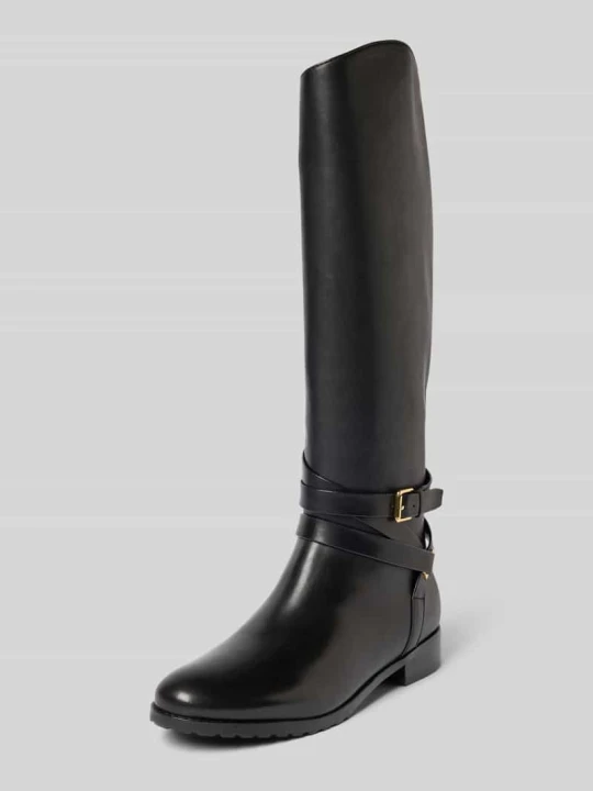 Zdjęcie produktu Kozaki skórzane ze sprzączką model ‘COLLINS’ Lauren Ralph Lauren Czarny