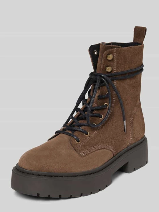 Zdjęcie produktu Kozaki sznurowane z aplikacją z logo model ‘Gusto’ Steve Madden Ciemnobrązowy