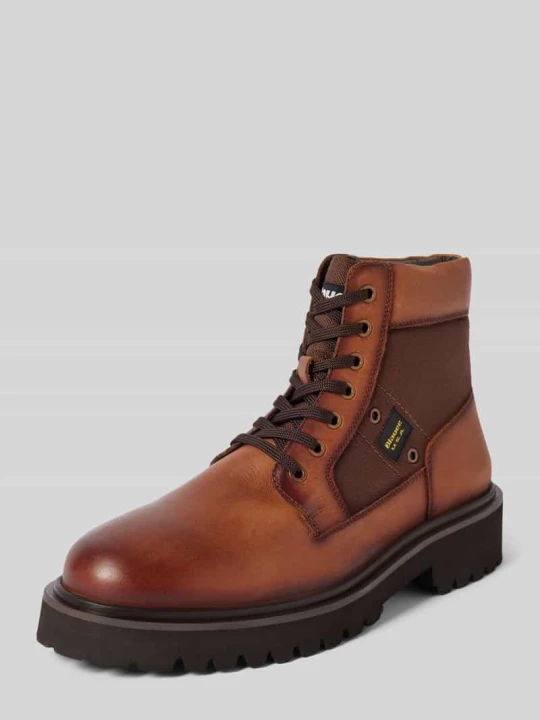 Zdjęcie produktu Kozaki sznurowane z detalami z logo model ‘BUXTON’ Blauer Usa Koniakowy